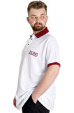Mode XL Büyük Beden Erkek Polo T-shirt LEGEND 23347 Beyaz