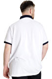 Mode XL Büyük Beden Erkek Polo T-shirt POTENT 23348 Beyaz