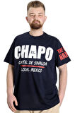 Mode XL Büyük Beden Erkek T-shirt EL CHAPO 23154 Lacivert