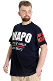 Mode XL Büyük Beden Erkek T-shirt EL CHAPO 23154 Lacivert