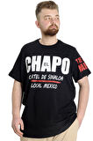 Mode XL Büyük Beden Erkek T-shirt EL CHAPO 23154 Siyah