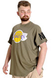 Mode XL Büyük Beden Erkek Baskılı T-shirt 23156 Haki