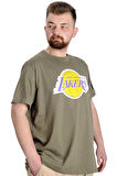 Mode XL Büyük Beden Erkek Baskılı T-shirt 23156 Haki