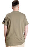 Mode XL Büyük Beden Erkek Baskılı T-shirt 23156 Haki