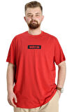 Mode XL Büyük Beden Erkek T-shirt KEEP THE GLOW 23149 Kırmızı