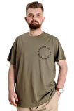 Mode XL Büyük Beden Erkek T-shirt WHAT IS 23151 Haki