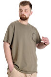 Mode XL Büyük Beden Erkek T-shirt WHAT IS 23151 Haki