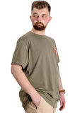 Mode XL Büyük Beden Erkek T-shirt NO GUEST LIST 23152 Haki