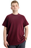 Mode XL Büyük Beden Erkek T-shirt Bisiklet Yaka WAFFLE 20033 Bordo
