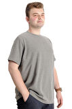 Mode XL Büyük Beden Erkek T-shirt Bisiklet Yaka WAFFLE 20033 Haki
