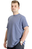 Mode XL Büyük Beden Erkek T-shirt Bisiklet Yaka WAFFLE 20033 Koyu Mavi
