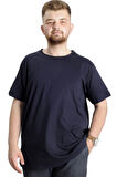 Mode XL Büyük Beden Erkek T-shirt Pis Yaka Basic 23035 Lacivert