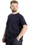 Mode XL Büyük Beden Erkek T-shirt Pis Yaka Basic 23035 Lacivert