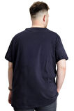 Mode XL Büyük Beden Erkek T-shirt Pis Yaka Basic 23035 Lacivert