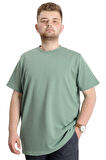 Mode XL Büyük Beden Erkek T-shirt Bisiklet Yaka INTERLOK 23162 Çağla Yeşili