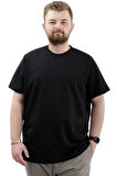 Mode XL Büyük Beden Erkek T-Shirt Bisiklet Yaka INTERLOK 23162 Siyah