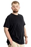 Mode XL Büyük Beden Erkek T-Shirt Bis Yaka Fragmented 23133 Siyah