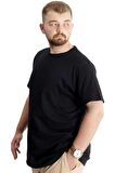 Mode XL Büyük Beden Erkek T-Shirt Bis Yaka Fragmented 23133 Siyah