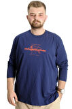 Mode XL Büyük Beden Erkek T-Shirt U.Kol Explore Further 23098 İndigo