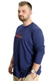 Mode XL Büyük Beden Erkek T-Shirt U.Kol Explore Further 23098 İndigo