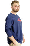 Mode XL Büyük Beden Erkek T-Shirt U.Kol Explore Further 23098 İndigo