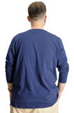 Mode XL Büyük Beden Erkek T-Shirt U.Kol Explore Further 23098 İndigo
