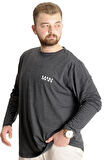 Mode XL Büyük Beden Erkek T-Shirt Uzun Kol Bisiklet Yaka 23099 Antramelanj