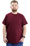 Mode XL Büyük Beden Erkek T-shirt Bisiklet Yaka WAFFLE 20033 Mürdüm