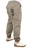 Mode XL Büyük Beden Erkek Keten Kargo Jogger Valencia 21911 Bej
