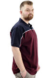 Mode XL Büyük Beden Erkek T-Shirt Polo Yaka Renk Bloklu DEER U24324 Mürdüm