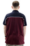Mode XL Büyük Beden Erkek T-Shirt Polo Yaka Renk Bloklu DEER U24324 Mürdüm