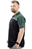 Mode XL Büyük Beden Erkek T-Shirt Polo Yaka Renk Bloklu DEER U24324 Siyah