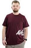 Mode XL Büyük Beden Erkek Bisiklet Yaka T-Shirt Baskılı AWESOME U24038 Mürdüm