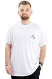 Mode XL Battal Beden Erkek Tişört Bisiklet Yaka Baskılı THE OTHER SIDE U24039 Beyaz