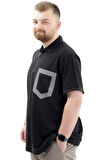 Mode XL Büyük Beden Erkek T-Shirt Fermuarlı Polo Yaka Cepli U24325 Siyah