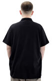 Mode XL Büyük Beden Erkek T-Shirt Fermuarlı Polo Yaka Cepli U24325 Siyah
