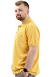 Mode XL Büyük Beden Erkek Polo Yaka T-Shirt Kabartma Baskılı U24326 Hardal