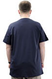 Mode XL Büyük Beden Baskılı Erkek T-Shirt Bisiklet Yaka SIMPLICITY U24046 Lacivert