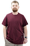 Mode XL Büyük Beden Baskılı Erkek T-Shirt Bisiklet Yaka SIMPLICITY U24046 Mürdüm
