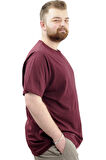 Mode XL Büyük Beden Baskılı Erkek T-Shirt Bisiklet Yaka SIMPLICITY U24046 Mürdüm