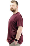 Mode XL Büyük Beden Baskılı Erkek T-Shirt Bisiklet Yaka SIMPLICITY U24046 Mürdüm