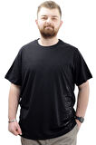 Mode XL Büyük Beden Baskılı Erkek T-Shirt Bisiklet Yaka SIMPLICITY U24046 Siyah