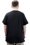 Mode XL Büyük Beden Baskılı Erkek T-Shirt Bisiklet Yaka SIMPLICITY U24046 Siyah