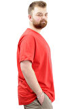 Mode XL Büyük Beden Erkek T-Shirt Bisiklet Yaka Baskılı LABYRINTH U24048 Kırmızı