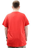 Mode XL Büyük Beden Erkek T-Shirt Bisiklet Yaka Baskılı LABYRINTH U24048 Kırmızı