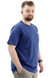 Mode XL Erkek Büyük Beden T-Shirt Pamuklu Baskılı Bisiklet Yaka Tişört NUMBER U24051 İndigo