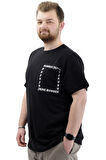 Mode XL Erkek Büyük Beden T-Shirt Pamuklu Baskılı Bisiklet Yaka Tişört NUMBER U24051 Siyah