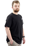 Mode XL Erkek Büyük Beden T-Shirt Pamuklu Baskılı Bisiklet Yaka Tişört NUMBER U24051 Siyah