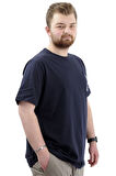 Mode XL Büyük Beden Erkek Tişört Bisiklet Yaka Baskılı Cep Detaylı T-Shirt REFUEL U24053 Lacivert
