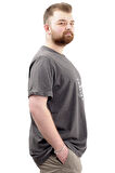 Mode XL Büyük Beden Erkek T-Shirt V Yaka Baskılı BELIEVE U24054 Antrasit